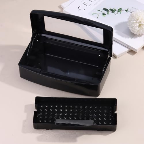 SUTOKAKA Nail Tool Sterilizer Box Plastic Disinfectant Container, Black - color: Liftable Black