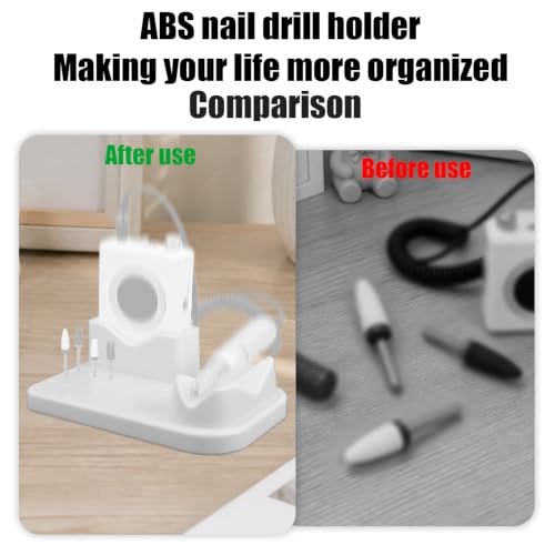 Penitue Nail Drill Holder with 24 Holes Bit Organizer Stand, 17.48x11.46x5.2cm/6.88x4.51x2.05in Compact Nail Art Drill Bit Desktop Storage Holder for Home & Professional Salons Use