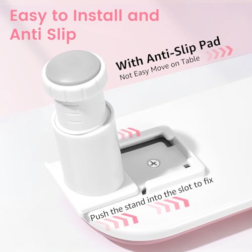 U-Shaped Manicure Arm Rest for Nails Tech with Rotating Phone Stand, Pink - color: 3nd Gen Height-adjustable Rose