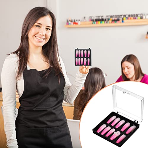 Landhoow 15 Pcs Press on Nail Box, Acrylic Display Case,Clear - color: Black