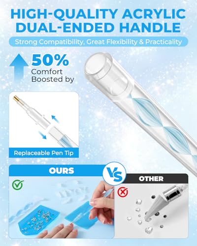 5.0 Pro Rhinestone Picker Tool Kit 16pcs, Bedazzling Pen | Diamond Art Tool - color: Blue/White