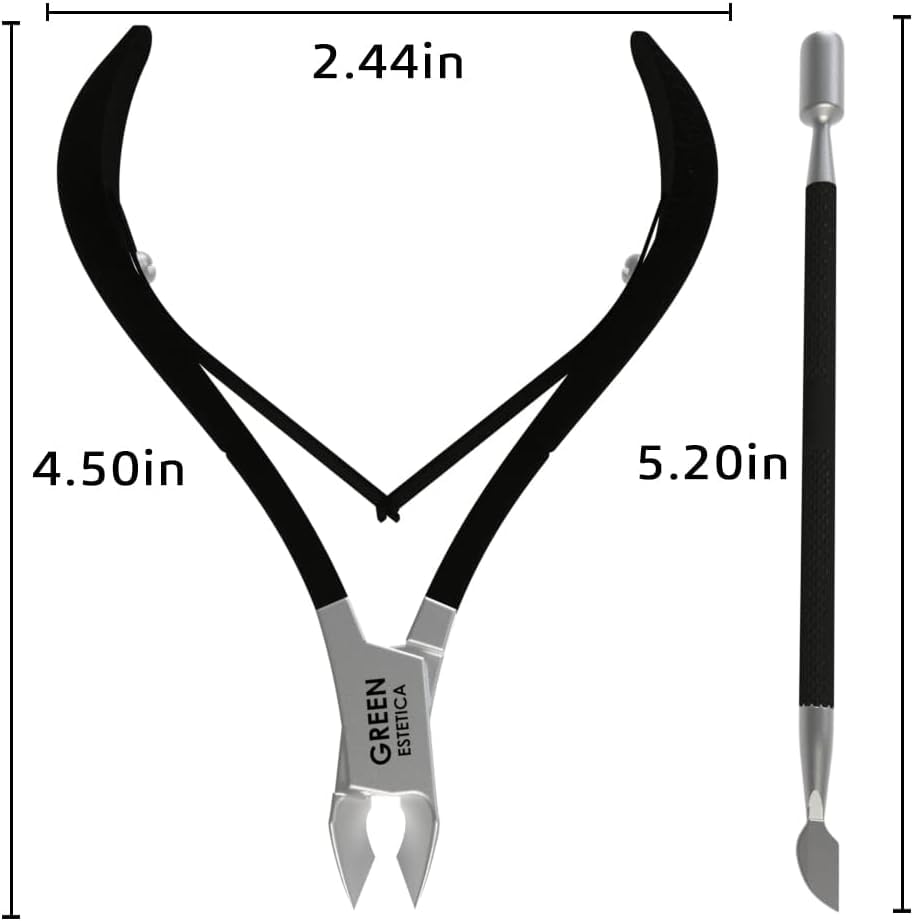 Professional Cuticle Trimmer & Nippers, Stainless Steel Nail Care Tool - color: Black
