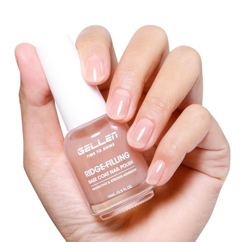 GELLEN Clear Nail Polish Ridge Filling Base Coat, Sheer Nude Tint Ridge Filler For Nails | Smooth Strengthen Nourish Damaged Dry Finger Nails | Shea Butter, Vit E, Protein | Toxin HEMA & TPO Free - color: Clear Nude Tint