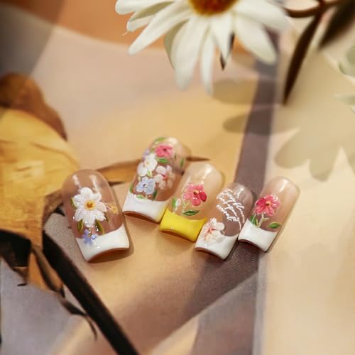 Flower Nail Art Stickers Elegant Floral Nail Decals Charms 3D Self-Adhesive Cute Flowers DIY Date Spring Summer Nail Supplies Manicure for Nail Decorations - color: Elegant Flowers