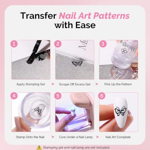 MelodySusie French Tip Tool, Nail Art Stamper, Rotatable Nail Stamp, 6PCS - color: Clear
