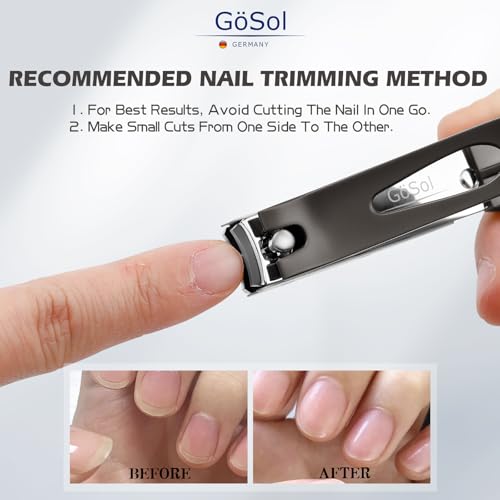 Nail Clippers Anti Splash Fingernail Cutter, Carbon Steel, Sharp Blades - color: Dark Gray