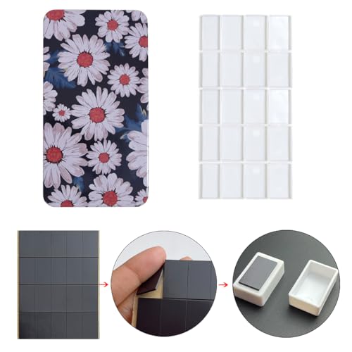 FCLUB Empty Watercolor Palette Tin with 20 Full Pans, and Magnetic Squares - color: Chrysanthemum, size: Pack of 20 Full Pans