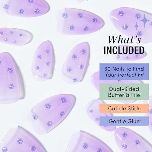 Chillhouse - Chill Tips, Press on Nails Kit - Fifi La Fleur (Almond) - 30 Nail Shapes & Sizes - Up to 2 Weeks of Wear - Customizable Fit - Reusable - Latina Founded & Women Owned - Beauty & Self Care - color: Fifi La Fleur