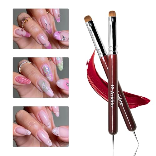 4Pcs Professional Red Wood French Nail Brushes - color: Red