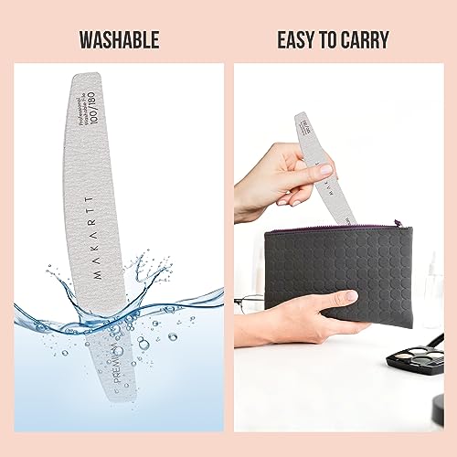 Makartt Nail File, 100/180 Grit Nail Files for Natural Nails, Professional Strong Emery Boards for Nails Doubled Sides Washable Fingernail Files Manicure Tool Set(Zebra-2pcs Trial Set) - size: 2PCS-100/180 Grit