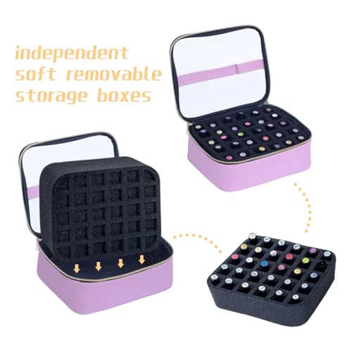 Small Clear Nail Polish Case Holds 30 bottles(15ml-0.5fl.oz) Nail Polish Organizer Multifunctional Nail Polish Bag organizer, Cosmetic Travel Makeup Cases for Women, Pink - color: Pink 30B, size: 1Pcs-30 bottles