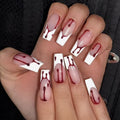 Halloween Long Coffin Press on Nails White French Tip Bloody 24Pcs - color: Halloween 4