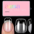 AILLSA Short Square Round Fake Nail Tips 240Pcs Soft Nail Gel Tips