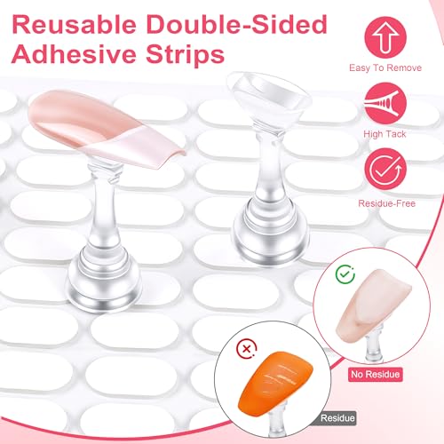 Nail Stand for Press On Nail Holder for Painting Nails, Magnetic Fake Nail Stands Tips, Heart Shaped Nail Holder with Double-sided Tape Practice Nail Art Tools - color: Clear