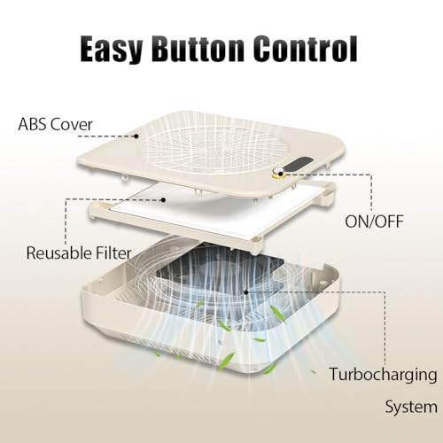 Tiiyee Nail Dust Collector, 4300RPM Adjustable Suction Fan Reusable Filter