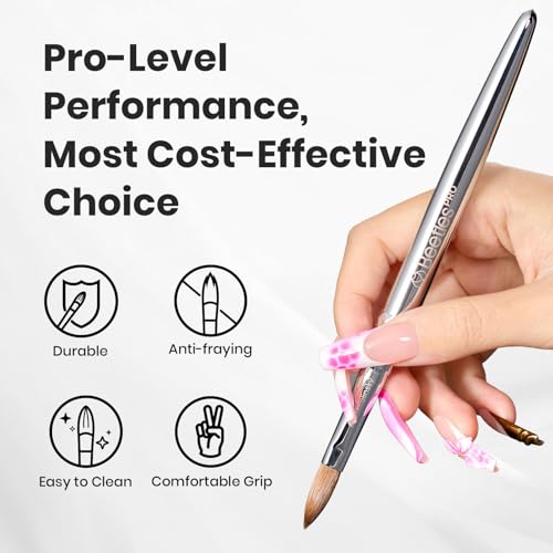 Beetles Pro 1-Pcs Acrylic Nail Brush – Professional Pure Kolinsky Bristles - color: C-Silver-02