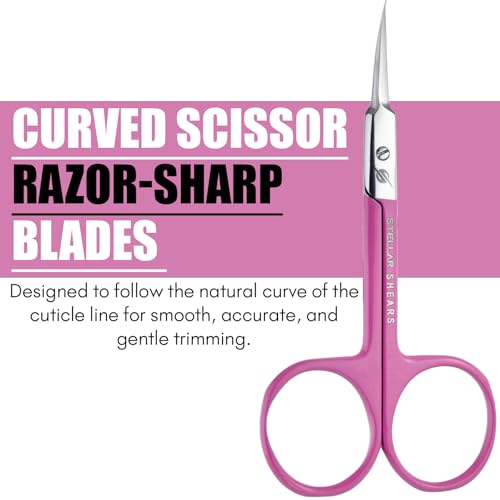 Cuticle Scissors – Extra Fine Curved Stainless Steel Blades for Precise Cuticle, Eyebrow & Nail Trimming – Professional Manicure & Pedicure Scissors for Women & Men (Pink) - color: Ss-csp-01