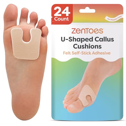 ZenToes U-Shaped Felt Callus Pads, Self-Stick Cushions, 24 Count - color: Beige, size: 24 Count