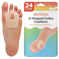 ZenToes U-Shaped Felt Callus Pads, Self-Stick Cushions, 24 Count - color: Beige, size: 24 Count
