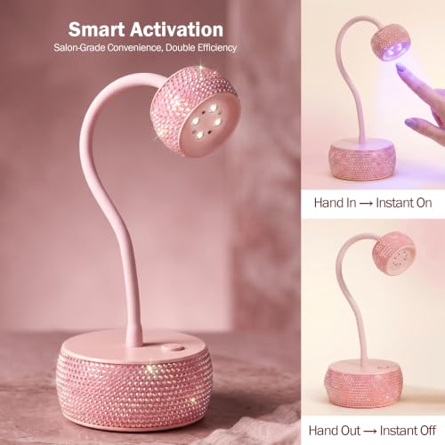 Rechargeable Gooseneck Flash Cure Nail Lamp, Auto Sensor, Pink