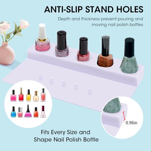 Nail Polish Holder, 2 in 1 Silicone Hand Rest Mat Set - Purple - color: Purple