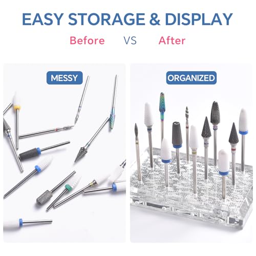 2PCS Nail Drill Bits Holder Acrylic Drill Bit Organizer and Storage - color: 2Pcs Transparent