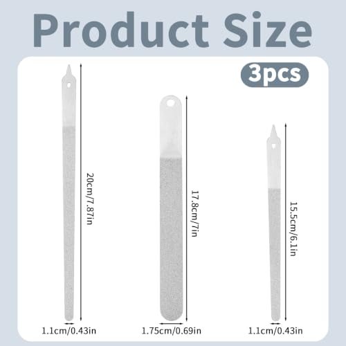 3pcs Metal Nail Files Stainless Steel Emery Board Diamond Nail File Set