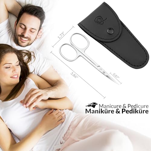 marQus Curved Cuticle Scissors – Precision Stainless Steel for Manicure & Pedicure, Eyebrow & Eyelash Grooming, Extra Sharp with Premium Storage Case - color: Black Cuticle