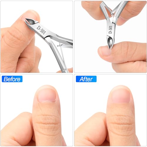 4 Pack Professional Cuticle Nippers, Silver Nail Trimmer & Cutter - color: Silver
