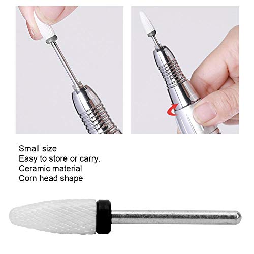 Ceramic Nail Drill Bit, Corn Shape 6.6mm, Black Coarse - color: Black