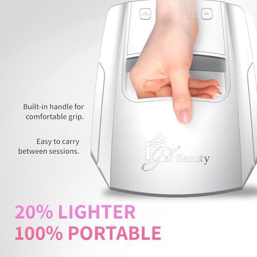 iGel Beauty Hybrid PRO 3.0 XL UV/LED Nail Lamp – Wireless Rechargeable 48W Nail Dryer, Extra Wide Full-Hand Curing, 9000mAh Battery, Smart Timer & Builder Gel Mode, Cordless Professional Lamp - color: Silver