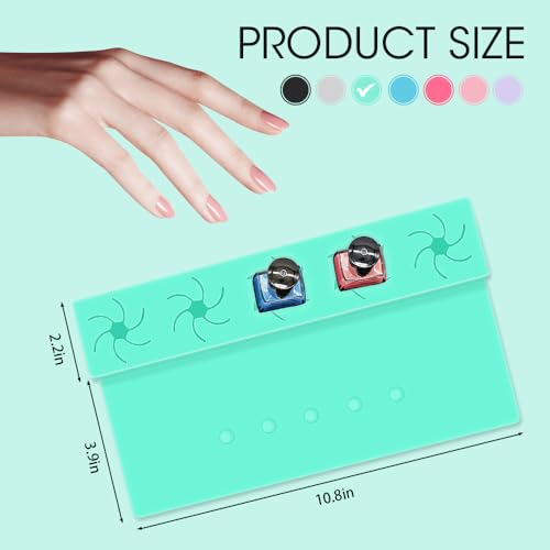 Nail Polish Holder, 2 in 1 Silicone Hand Rest Mat-Turquoise - color: Turquoise