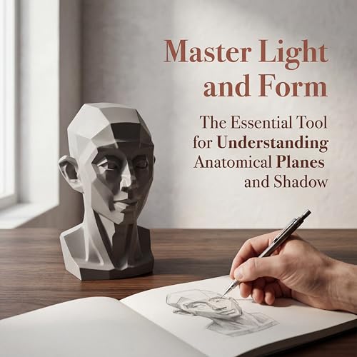 Planar Head Model Drawing Mannequin Artists Learn Planes of Face Human Manikin Head for Medical and Artistic Drawing Skecthing Painting Small Head Drawing Figure Mannequin (Male 5.1 in) - color: Male 5.1 IN