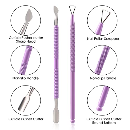 YINYIN Cuticle Trimmer with Pusher and Cutter,Cuticle Nipper,Purple - color: Purple