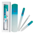Bona Fide Beauty Czech Glass Gift Set: Foot File, Nail File, Cuticle Pusher - color: Blue
