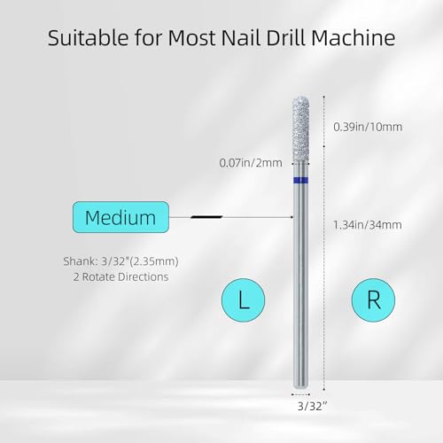 Diamond Nail Drill Bits for Cuticle Removal - 2mm Round Barrel Fine Chrome Coated Rotary Burr for Dead Skin Cleaning, Pro Russian Manicure Accessories, Fit Electric Nail Drill Machines - color: 2mm Round Barrel F