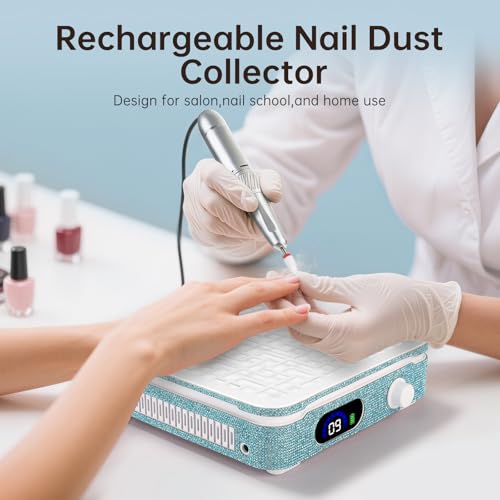 Nail Dust Collector Cordless Dust Collector Nail Tech - color: Blue Diamond