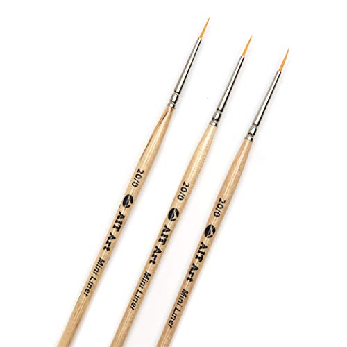 AIT Art Mini Liner Detail Paint Brushes, Size 20/0, Pack of 3, Handmade in USA for Trusted Performance Painting Small Details with Oil, Acrylic, and Watercolors - size: 20/0