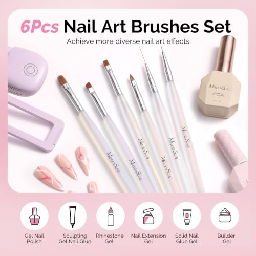 MelodySusie Nail Art Brushes Set 6pcs - size: 6 Pcs - Brushes