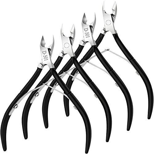 4 Pack Professional Cuticle Nippers, Black Nail Trimmer & Cutter - color: Black