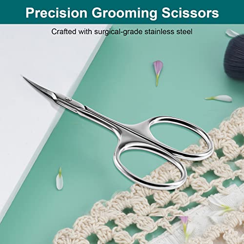 CGBE Cuticle Scissors, Extra Fine Curved Eyebrow Scissors, Silvery - color: Silvery