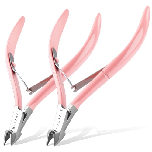 Makartt 2-Pack Pink Cuticle Nipper, 7mm Ergonomic Full-Jaw - size: Pink Cuticle Nippers 2 Pack