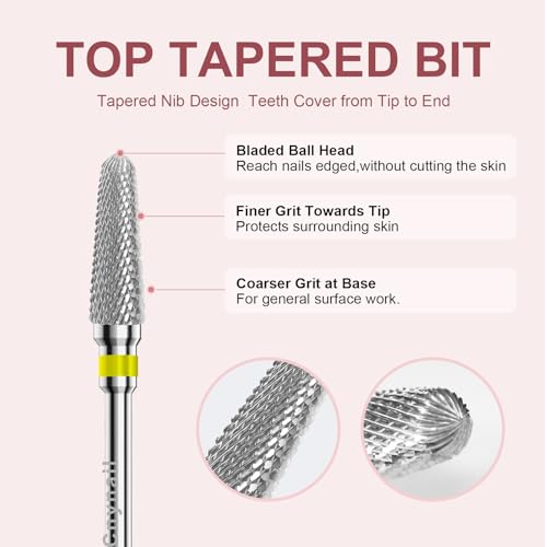 3/32" 2PCS Clean Cone Carbide Cuticle Cleaner Bit for Nail Prep & Cleaning - color: 008 Silver, size: XF