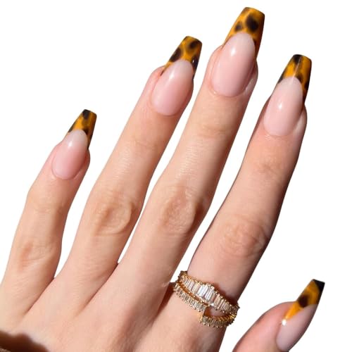PaintLab Tortoise Shell Press On Nails, Sleek Coffin Square, 30pcs Nail Kit - color: Tortoise Chic