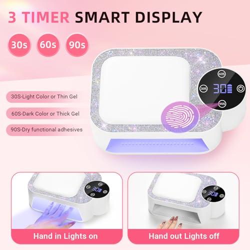 Cordless UV LED Nail Lamp with Arm Rest, Rechargeable Wireless Gel Polish Dryer for Mobile Tech, 2-in-1 Portable Curing Light with Soft Hand Pillow, High Capacity Battery, White