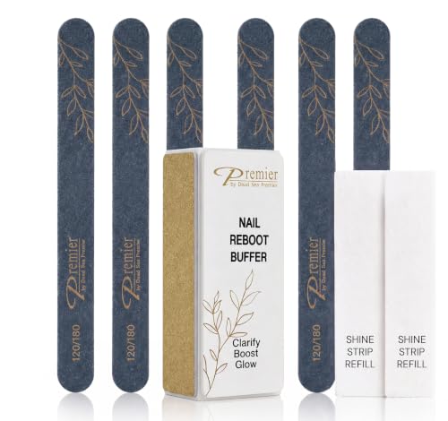 Premier Dead Sea Nail Files and Buffers Kit, 6 Double-Sided Files 120/180