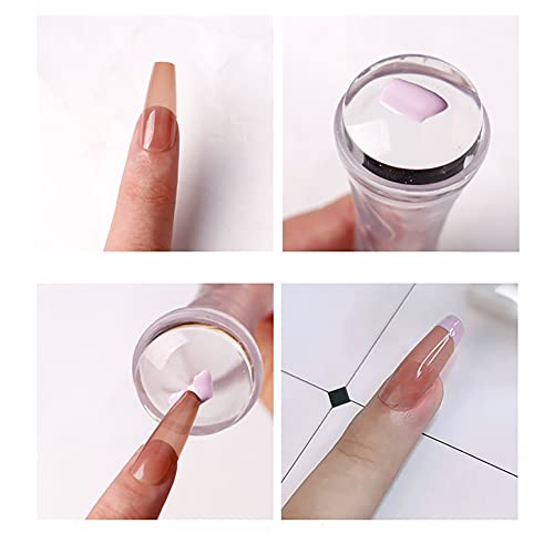 GSHLLO 2 Sets Rectangle Clear Silicone Nail Art Stamper with Scraper Nail Stamping Jelly Manicure Tools for DIY Nail Deco