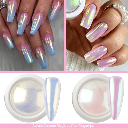 8 Jars Mermaid Pearl Chrome Powder for Nails - color: F-335 Set