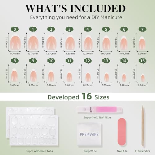 White French Tip Press On Nails - White Short Almond Fake Nails - color: 7D - White French