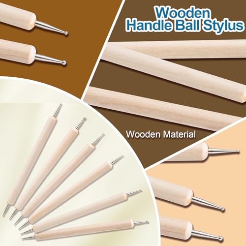 Amrules 10Pcs Double-Ended Stainless Steel Dotting Tools with Multiple Size - color: Lightyellow-Dotting-10Pcs